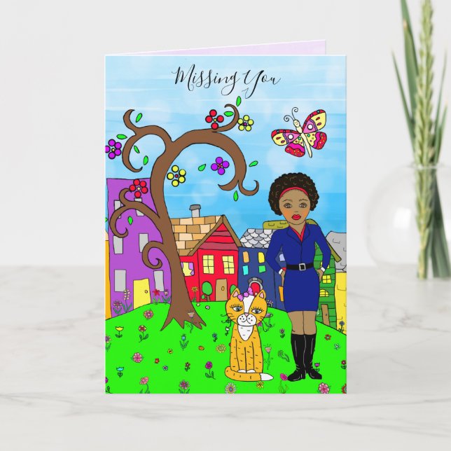 Carte Vous manquez, la Dame de Whimsical et l'amitié des (Devant)