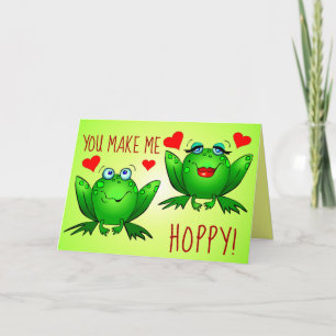 Carte Vous Me Faites Hoppy Cute Cartoon Frogs Coeurs