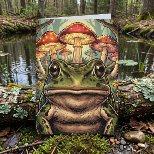 Carte Vous me manquez Grenouille rétro de cottagecore