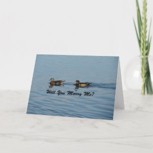 Carte Vous m'épouserez ? Couple de canards branchés