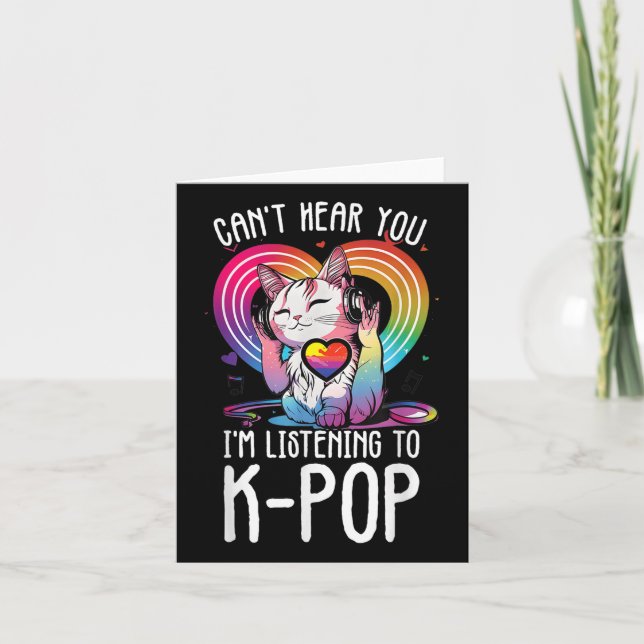 Carte Vous N'Entendez Pas Écouter Kpop Cat K-pop Merchan (Devant)