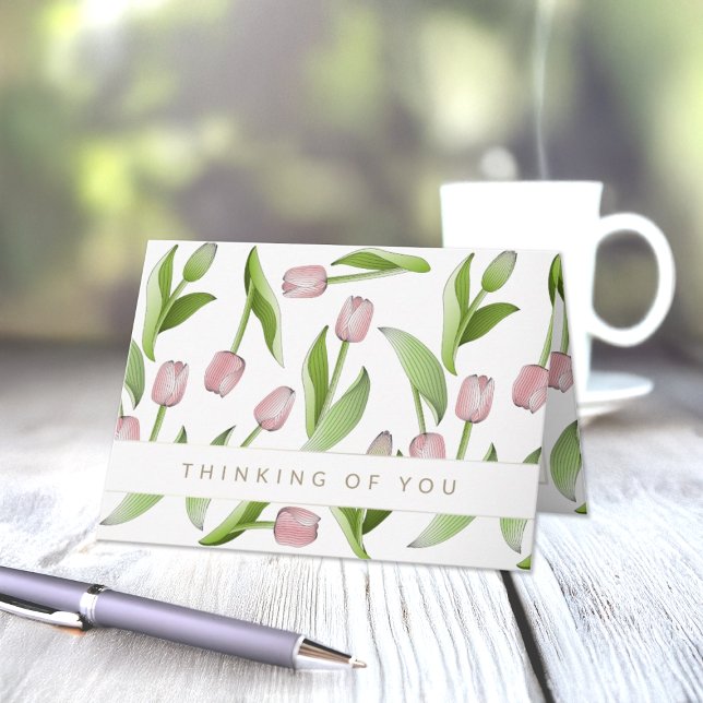Carte Vous Pensant Fleur de Tulipe Rose Moderne (Créateur téléchargé)