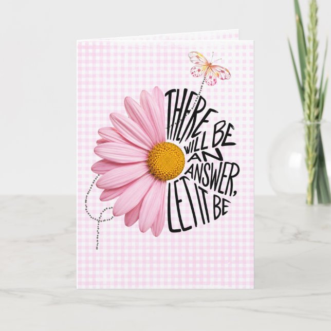 Carte Vous pensant Marguerite Rose sur Gingham (Devant)
