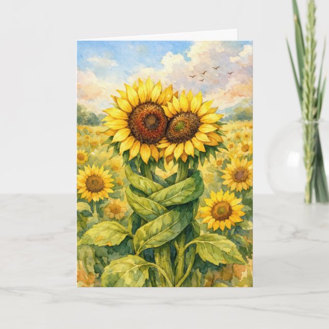 Carte Vous pensant Tournesol Câlin (Devant)