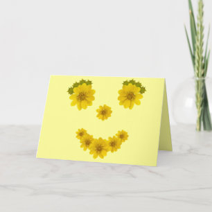 Carte Vous pensant Visage Heureux Fleur Sourire