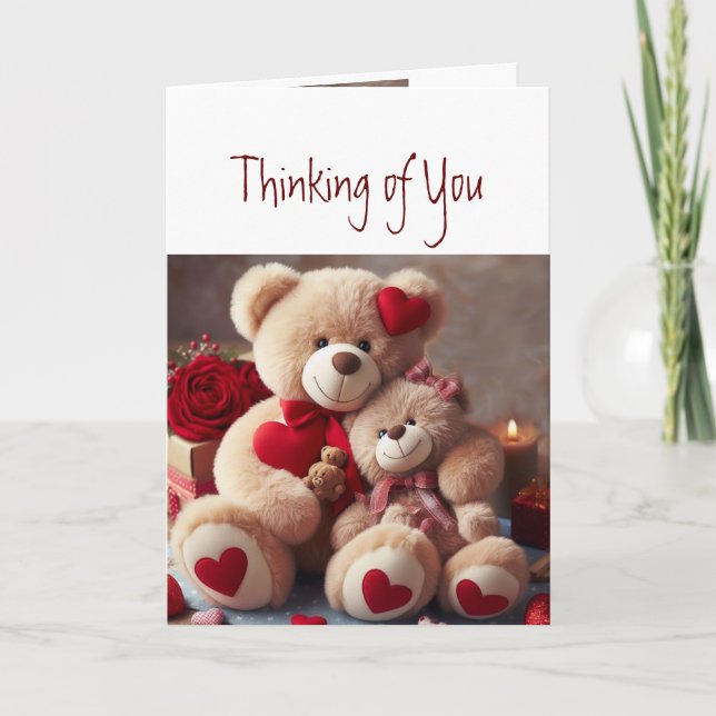 Carte Vous penser Câlin Douce Ourson Amour Coeurs (Devant)