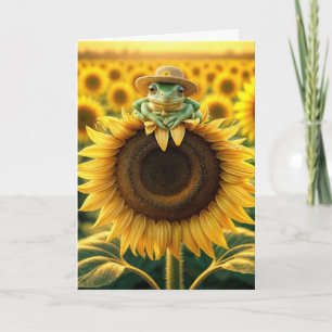 Carte Vous pensez à la grenouille sur un tournesol