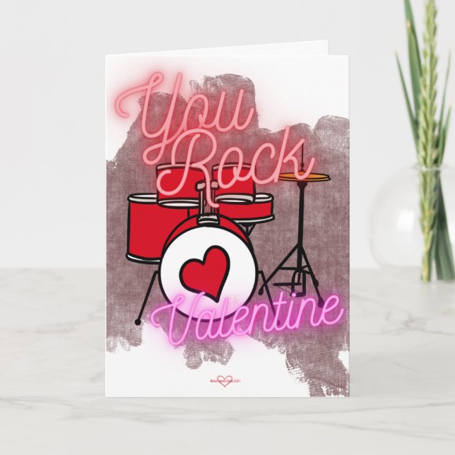 Carte Vous Rock Drum Set Valentine's Day Card (Devant)
