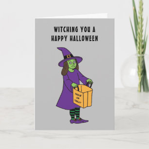 Carte Vous souhaitant un joyeux Halloween Sorcière Citat