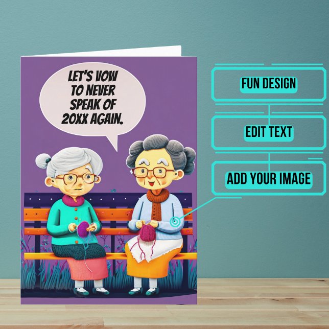 Carte Vousons de ne jamais parler du Nouvel An Dernier (Start the year off right by sending your loved ones this fun card.)