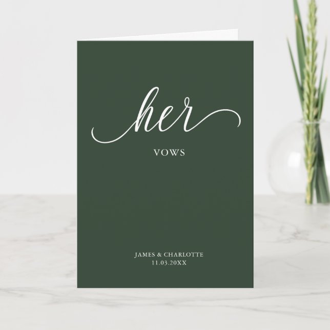 Carte Vows Minimale Script Forest Green (Devant)