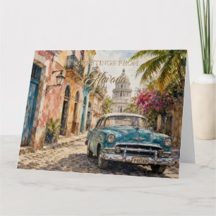 Carte Voyage à Cuba Vintage - Salutations de La Havane