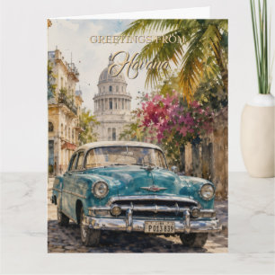 Carte Voyage à Cuba Vintage - Salutations de La Havane