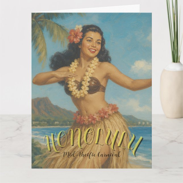 Carte Voyage à Hawaï de style vintage (Devant)
