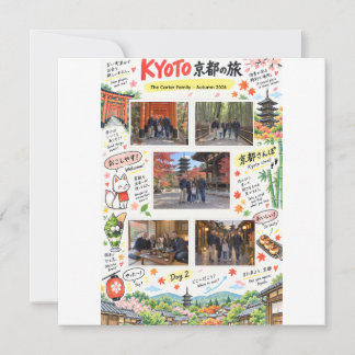 Carte Voyage à Kyoto au Japon 5 Photo Collage Zine de vo