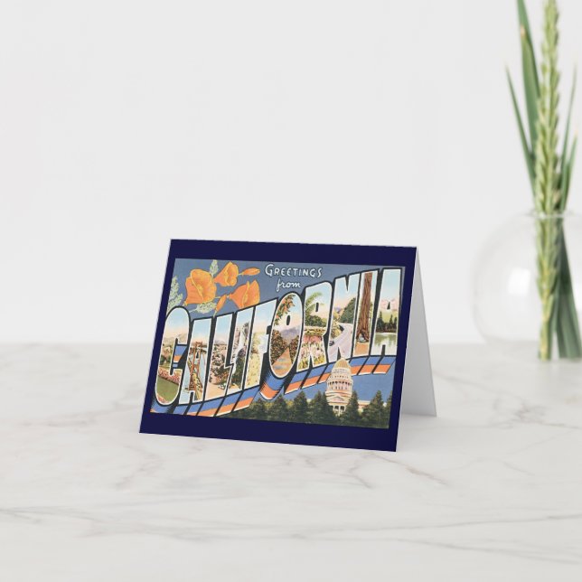 Carte Voyage à l'ancienne, Salutations des Pavots de Cal (Devant)