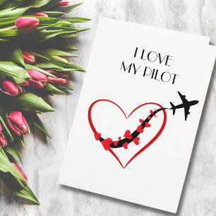 Carte Voyage Anniversaire J'aime Mon Pilote Avion Coeur