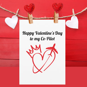 Carte Voyage Avion Cœur et Couronne Saint-Valentin Moder