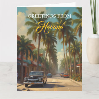 Carte Voyage Cuba vintage - Salutations de La Havane
