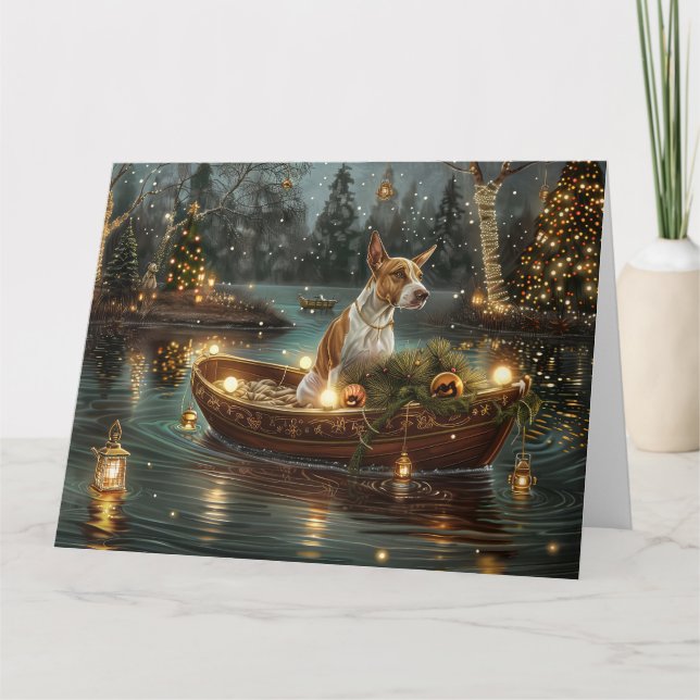 Carte Voyage de fête de Noël de Bull Terrier (Devant)