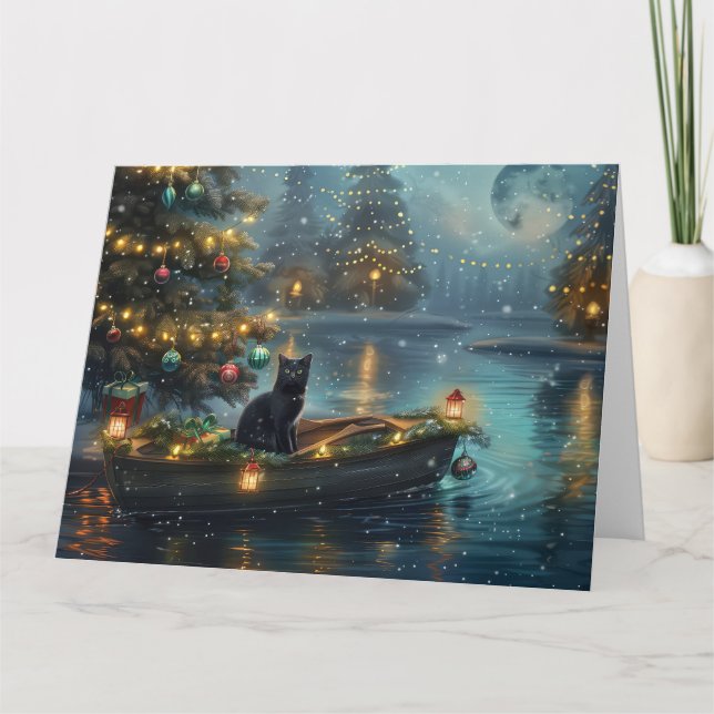 Carte Voyage de fête de Noël de Chat Noir (Devant)