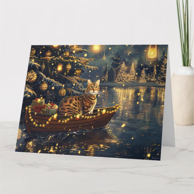 Carte Voyage de fête de Noël du chat du Bengale (Devant)