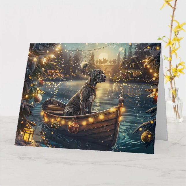 Carte Voyage de Noël du Grand Danois (Fleur jaune)