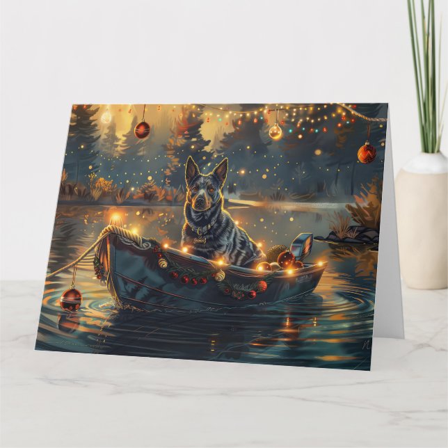 Carte Voyage de Noël festif Blue Heeler (Devant)