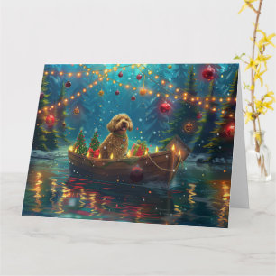 Carte Voyage de Noël festif de Goldendoodle