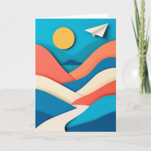 Carte Voyage en avion en papier ensoleillé