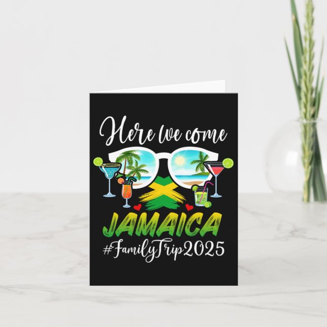 Carte Voyage en famille assorti drôle Jamaïque 2025 Noir (Devant)