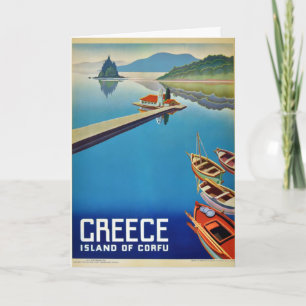 Carte Voyage en Grèce vintage - Île de Corfou