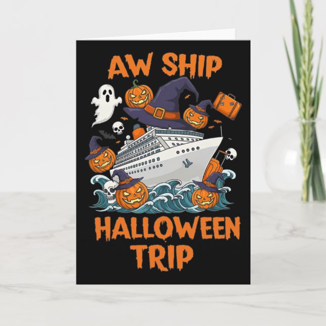 Carte Voyage Halloween Joyeux Halloween Citrouille Squel (Devant)