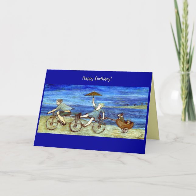 Carte Voyage par Tandem Bicycle Anniversaire (Devant)