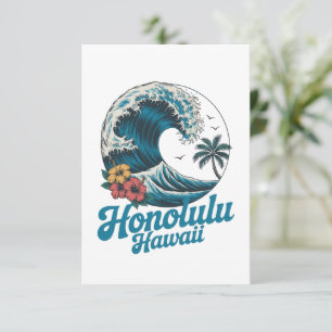 Carte Voyage Vintage Minimal Honolulu Hawaï Aloha