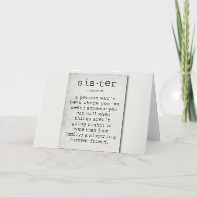 CARTE VRAI SIGNIFICATION DE "SOEUR" À NOUS À L'ANNIVERSA (Devant)