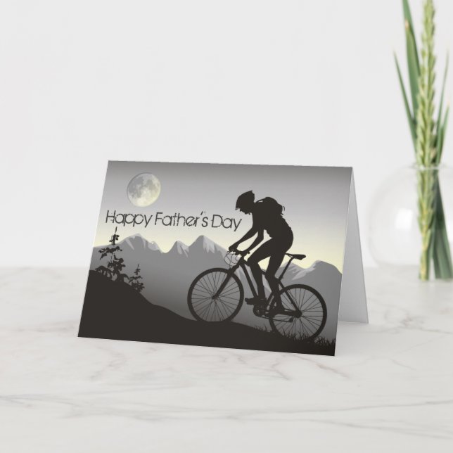 Carte VTT et Pleine lune Bonne Fête des pères (Devant)