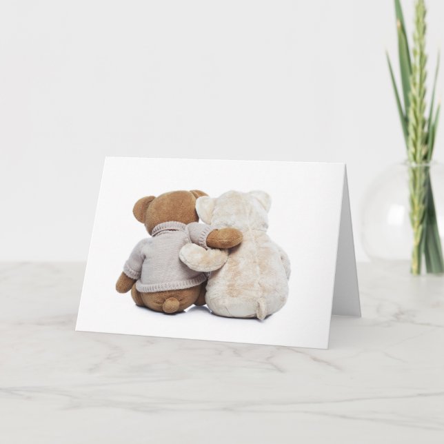 Carte Vue arrière de deux nounours s'étreignant (Devant)