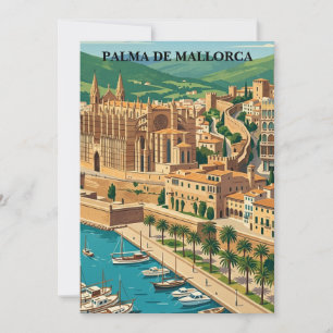 Carte Vue de la ville de Palma de Majorque Voyage Vintag