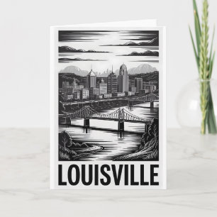 Carte Vue de Louisville Kentucky en noir et blanc en sty