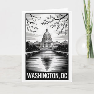 Carte Vue de Washington DC en noir et blanc en style de 
