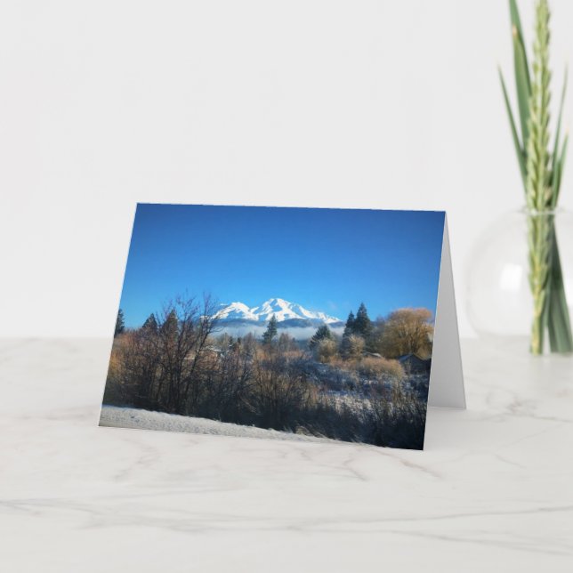 Carte Vue d'hiver à Mount Shasta, CA (Devant)