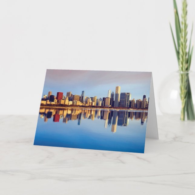 Carte Vue d'horizon de Chicago avec la réflexion (Devant)
