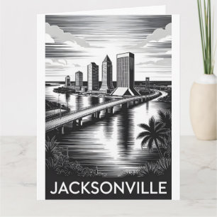 Carte Vue panoramique de Jacksonville Floride en noir et