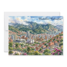 Vue panoramique de Medellín, Colombie, art à l'aqu