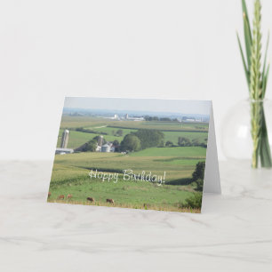 Carte Vue pittoresque de ferme de joyeux anniversaire du