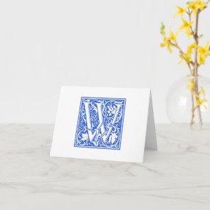 Carte W et enveloppe William Morris Blue Initial