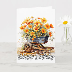 Carte Wagon De Jardin Plein De Belles Fleurs Fraîches