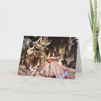 Carte Wahine Hawaïen vintage Hula Girl Ukulele