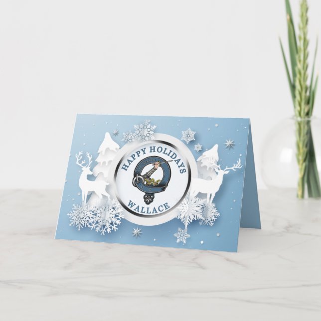 Carte Wallace Clan Badge Happy Holidays (Devant)